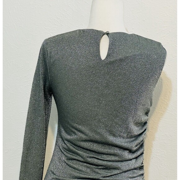 4th & Reckless Size M One Shoulder Ruched Metallic Dress Occasion Flattering - Picture 8 of 14